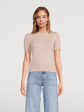 NEW Frame Cashmere Puff Sleeve Pink Sweater Size Medium